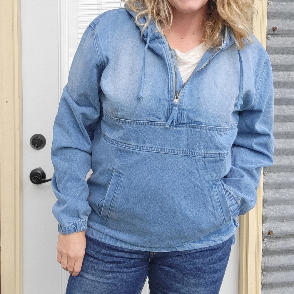 Denim Hooded Pullover